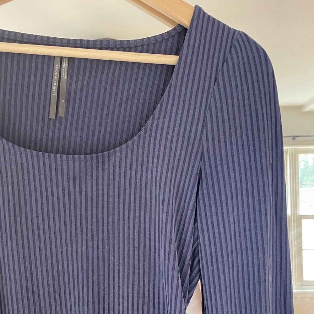 Purple/blue Anthropologie long sleeve ribbed t shirt